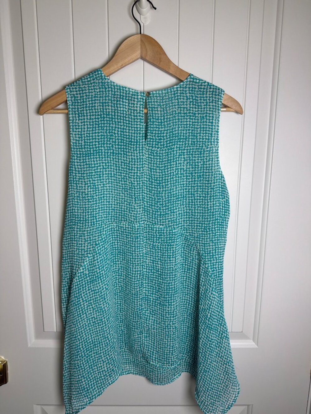 Fever Aqua Speckle Grid Sleeveless Double Layer Blouse, Small - Picture 5 of 11